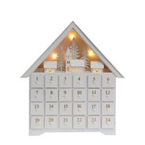 Calendário do Advento Pioneer Effort Christmas branco de madeira com LED
