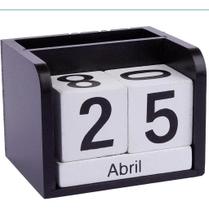 Calendário Escritório Madeira Suporte Decorativo Sala Mesa