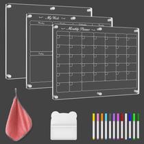 Calendário magnético CSTKPFV 3 em 1 Clear Dry Erase Board Refrigerador