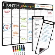 Calendário mensal Magnetic Dry Erase Clever Clean com 2 listas