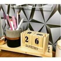 Calendário Mesa Decoração Madeira Permanente Envio Rápido