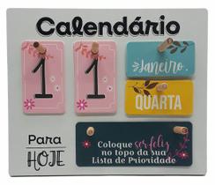 Calendário Mesa Permanente Madeira Home Office Decoração Troca Frases