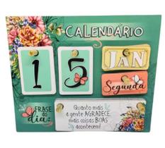 Calendário Mesa Permanente MDF Decorativo Plaquinhas Floral - Zenir&Dizar