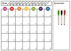 Calendário mgnético para geladeiras com canetas escreve apaga