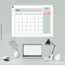 Calendário Parede Planejamento mensal Branco e Verde 55x75