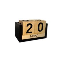 Calendário Permanente Bloco Madeira Quadrado Wood Work Cru