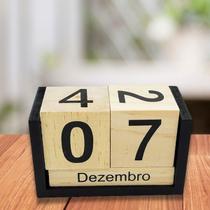 Calendário Permanente De Madeira Data Numérico Escritório Calendário Permanente De Madeira Data Numérico Escritório