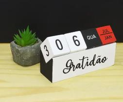 Calendário Permanente de Madeira Dia Mês e Semana Gratidão