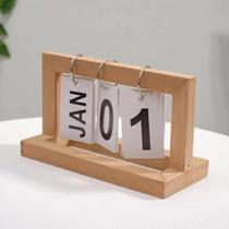 Calendário Permanente De Madeira Para Mesa Home Office Decor