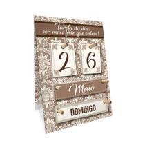 Calendario Permanente De Mesa Floral Marrom 26x18 C1