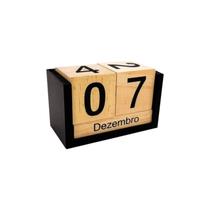 Calendário Permanente De Mesa Home Office Decor Preto branco P / Madeira