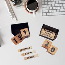 Calendário Permanente Decorativo Cubo De Mesa Madeira