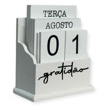 Calendário Permanente Decorativo de Mesa Elegante Suporte e Bloquinhos em Madeira Calendário Permanente Decorativo de Mesa Elegante Suporte e Bloquinhos em Madeira