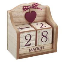 Calendário Perpétuo de Mesa em Madeira Vintage PATIKIL Marrom Calendário Perpétuo de Mesa em Madeira Vintage PATIKIL Marrom