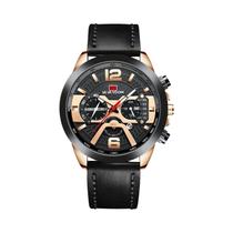 Calendário Piloto De Couro Marrom Quartzo Masculino Cronógrafo Moda Casual Esportes Relógio Militar