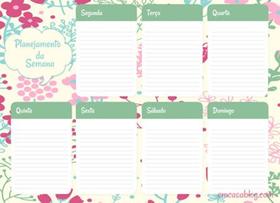 Calendario planejamento semanal - fani