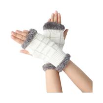 Calentadores de Braço de Lã Femininos - Grossos, Sem Dedos, para Outono/Inverno