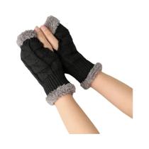 Calentadores de Braço de Lã Femininos - Grossos, Sem Dedos, para Outono/Inverno