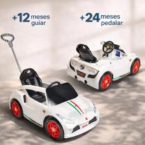 Calesita Racer Turbo Branco 2 em 1: Carro Infantil Guia e Pedal com Som