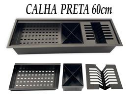 Calha Canal Organizador Escorredor Embutir Úmida 60cm Preta