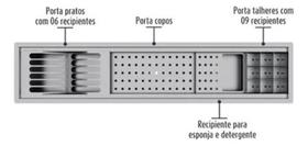 Calha Canal Organizador Escorredor Embutir Úmida Inox 90Cm