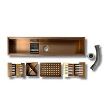 Calha canal organizador escorredor umida aco inox 201, medida 78x18x12cm, esp. 1.0mm, cor cobre, br cubas