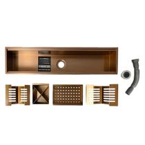 Calha canal organizador escorredor umida de aco inox 201, medida 780x180x120mm, 1.0mm cor cobre - 7908723303244