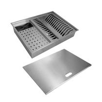 Calha Canal organizador Úmido de Cozinha com Tampa Inox 304 com 3 módulos 50x40 UAC0002NT