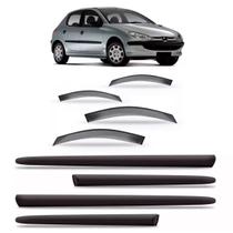 Calha chuva peugeot 206 2000 a 2010 4 portas + friso lateral