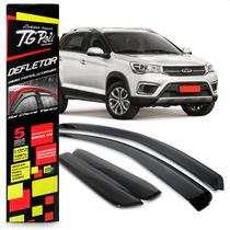 Calha de Chuva Defletor Chery Tiggo 2 2018 a 2021 04 Portas Acrílico Preto Fumê TG Poli 34001