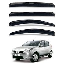 Calha De Chuva Defletor Preto Fumê Renault Sandero 4 Portas