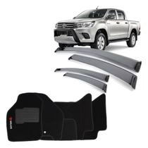 Calha De Chuva Hilux 4 Portas 2016/... Fumê + Tapete Bordado Calha De Chuva Hilux 4 Portas 2016/... Fumê + Tapete Bordado
