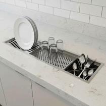 Calha escorredora úmida de louças inox escovado linear 60cm