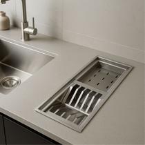 Calha Gourmet Escorredor Organizador de Louças Embutido Inox Cozix 47cm Calha Gourmet Escorredor Organizador de Louças Embutido Inox Cozix 47cm