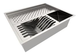 Calha P/ 48 cm De Inox Pia Quadrada Gourmet Embutir Ou Sobrepo
