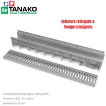 Calha piso com grelha 100x14,5x14,5cm cinza - calha reforçada roma - escoamento inteligente da água