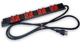 Calha regua 19 x 1u 8 tomadas 20a nbr 14136 preta mundo isplan