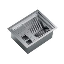 Calha Retangular Inox 41x31cm para Pratos Copos Talheres - LudRio