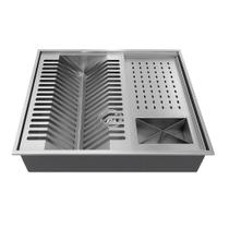 Calha Úmida Canal Organizador de Cozinha com 3 Módulos e Tampa 50cm Aço Inox 304 Prata Brinovar Calha Úmida Canal Organizador de Cozinha com 3 Módulos e Tampa 50cm Aço Inox 304 Prata Brinovar