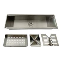 Calha Úmida Gourmet 60cm Inox Canal Organizador Embutir Calha Úmida Gourmet 60cm Inox Canal Organizador Embutir