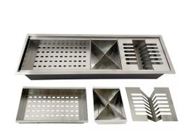 Calha Úmida Gourmet 60cm Inox Embutir Canal Organizador Escorredor Calha Úmida Gourmet 60cm Inox Embutir Canal Organizador Escorredor