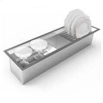 Calha Úmida Organizadora Saro De Embutir Sobreposta Em Inox 65cm Com 3 Módulos CL65 Calha Úmida Organizadora Saro De Embutir Sobreposta Em Inox 65cm Com 3 Módulos CL65