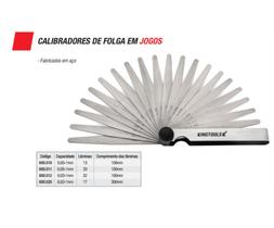 Calibrador De Folga 0,05 a 1mm 20 LAMINAS Kingtools 600.011