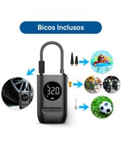 Calibrador de Pneu Digital Recarregável Portátil - Mini Compressor Bivolt Para Bolas Boias e Pneu