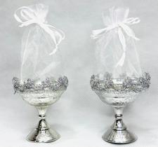 Cálice acrílico com organza - 12 unidades Cor:Prata Cálice acrílico com organza - 12 unidades Cor:Prata