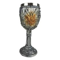 Cálice Dragão Resina Espada 3d Taça Medieval Aço Inox Geek