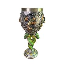Cálice Dragões Irmãos - Taça de Resina com Alumínio - 100ml