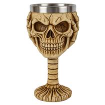 Cálice Taça Decorativa Caveira Não Ouço Vinho Chopp Cerveja 180ML Metal e Resina Colecionável