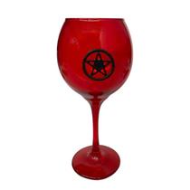 Cálice Vermelho Pentagrama Negro 400 ml 20 cm Vidro Celebra