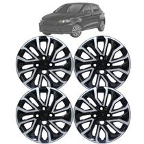 Calota Argo Cronos 2018 2019 2020 2021 2022 Aro 14 4 Peças Preto com Prata